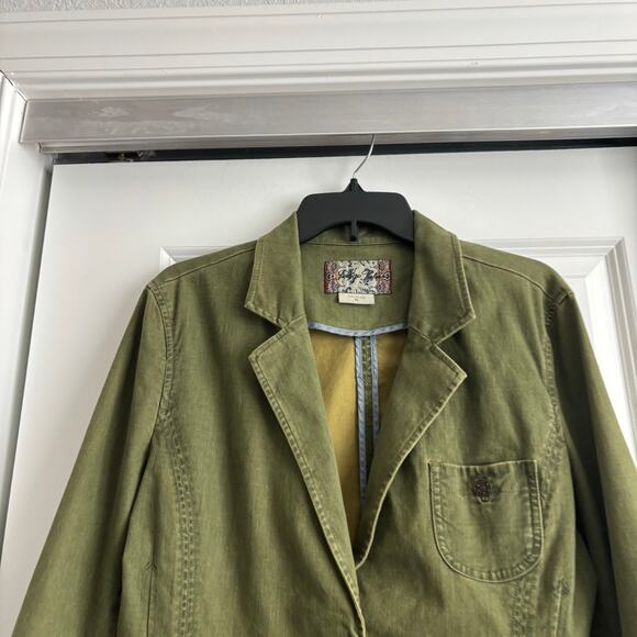 Indigo Palms Tommy Bahama Olive Green Stretch Twill Blazer Embroidered XL Boho - Picture 6 of 9